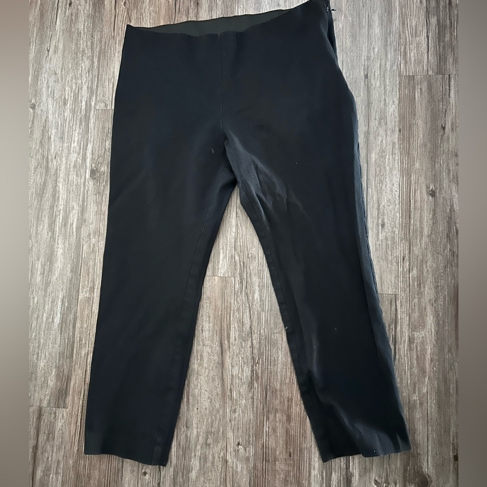 A New Day- Black capri work pants with side zipper and elastic waist band